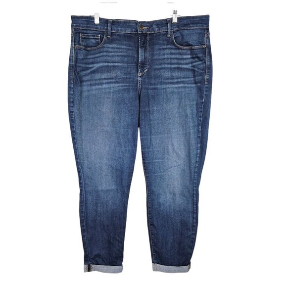 NYDJ Denim - NYDJ ANABELLE Skinny Boyfriend Jeans Cuffed MEDIUM WASH BLUE size 16W High Rise